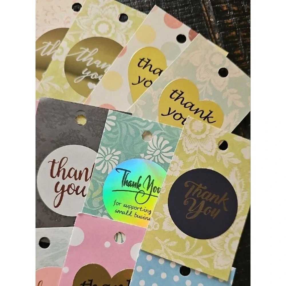 Assorted Small Business Thank You Tags 2x3 Patterned Paper Cardstock Mix 40pc